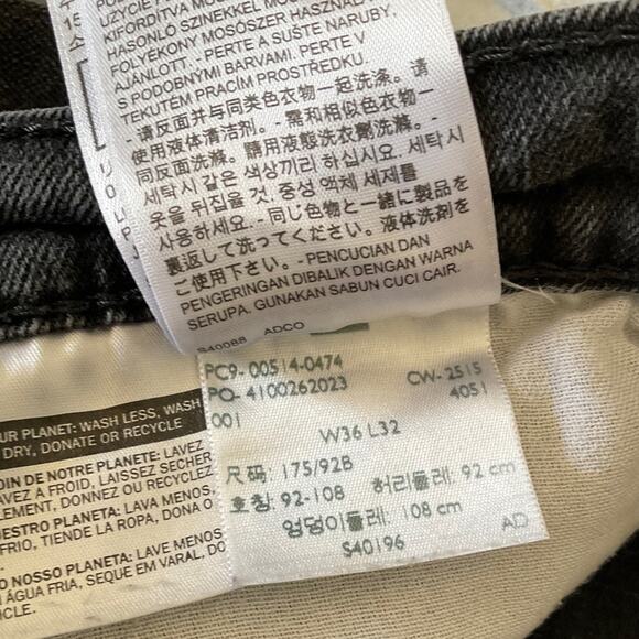 Men's Levi Jeans gray faded black 514 taper leg jeans Y2K 36x32 - Picture 7 of 16